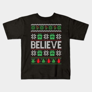 Believe ugly Christmas sweater Kids T-Shirt